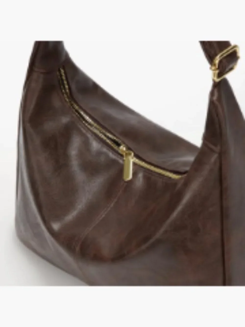 Women's Slouchy Hobo Shoulder Bag Faux Leather with Adjustable Strap